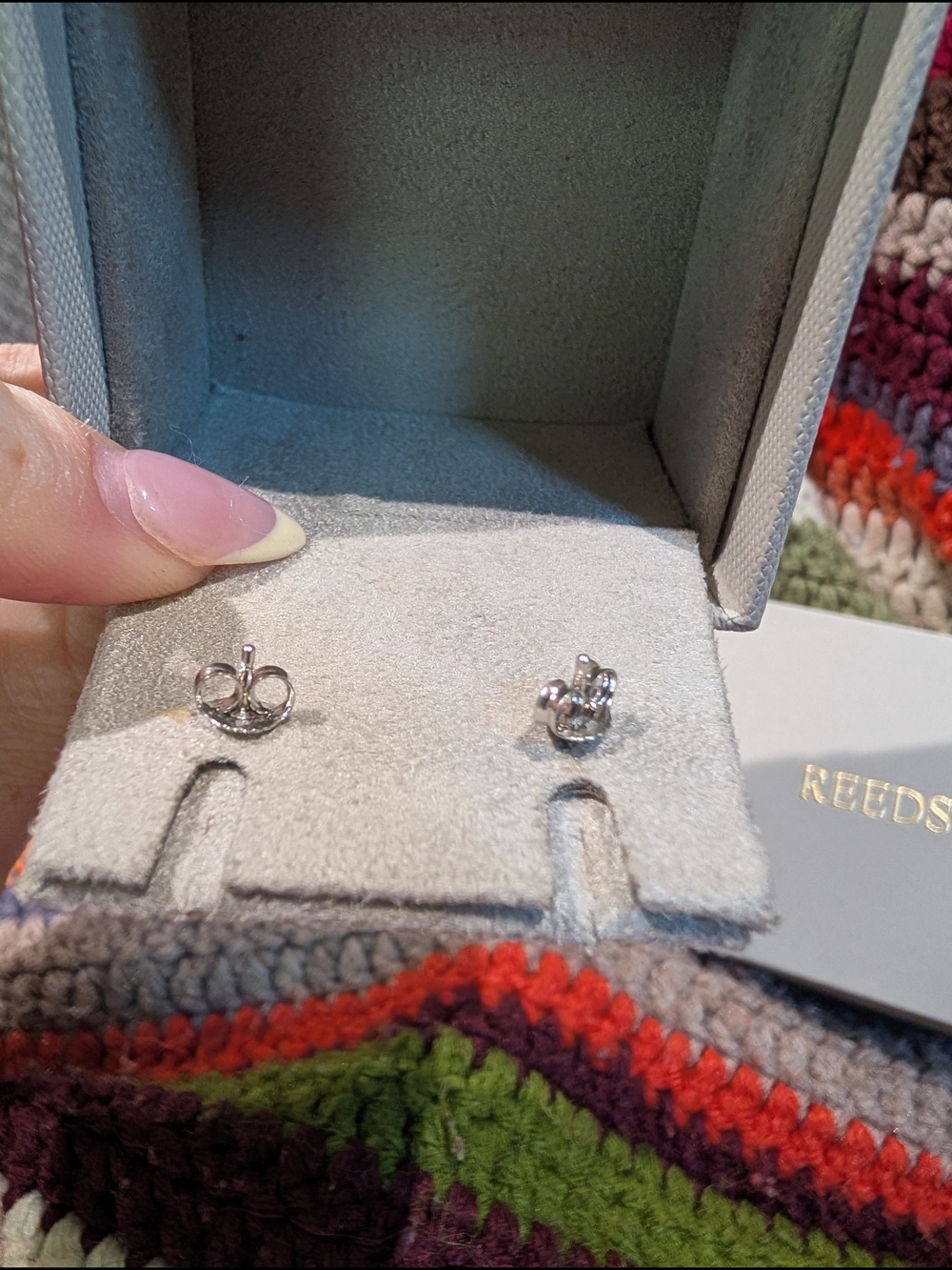 Reeds Jewelers Created Blue&White Sapphire Drop Earrings, Sterling Silver Dainty - Picture 3 of 3